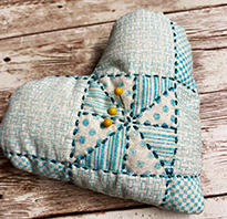 Stamped Faux Quilted Heart Pin Cushion