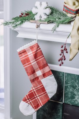 Holiday Cottage Sewn Christmas Stocking