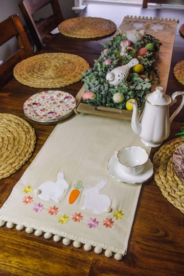 Hop to It Embroidered Table Runner