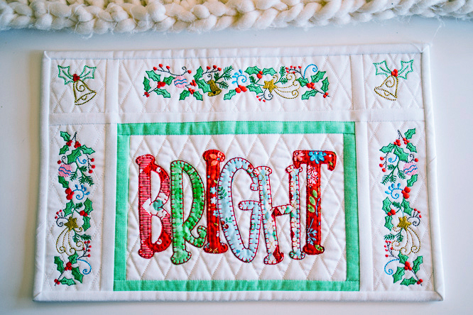 Merry and Bright Machine Embroidered Placemats