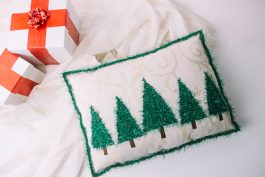 Couched Yarn Christmas Tree Pillow