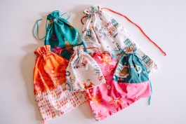 Colorful Christmas Sewn Gift Bags