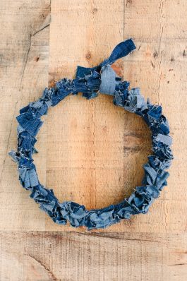 Rustic Upcycled Denim Rag Wreath