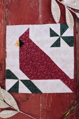 Northern Cardinal Paper Pieced Quilt Block